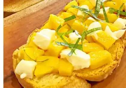 Cebu Mango and Mozzarella bruschetta